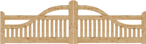 Gartentor Ammerland geschwungen 400x120/90cm Doppeltor Lärche naturbelassen