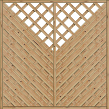Diagonal Dichtzaun Saragossa 180x180 cm mit Rankgitter Lärche naturbelassen