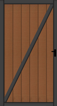 Systemzaun Kingston Vertical cWPC Dunkelbraun Türelement DIN links 100 x 181 cm