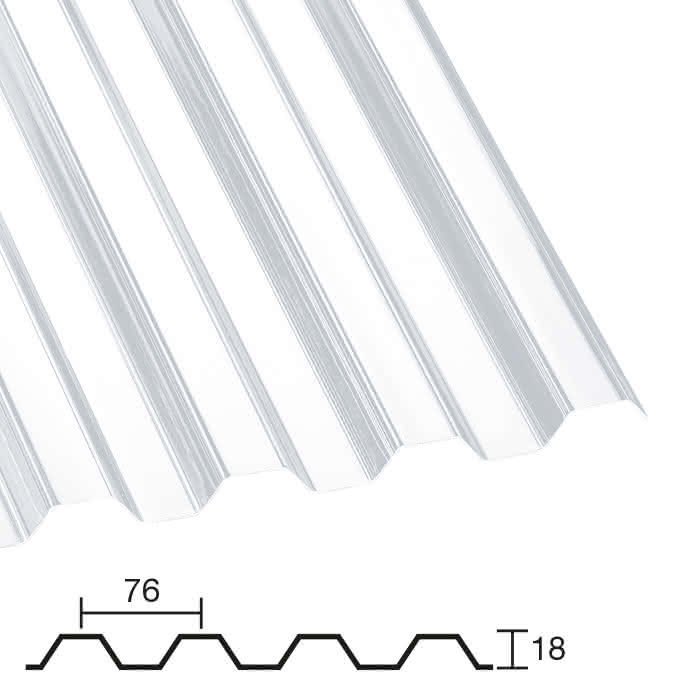 Polycarbonat Trapezprofil 76/18 klar 1260 mm 0,8 mm