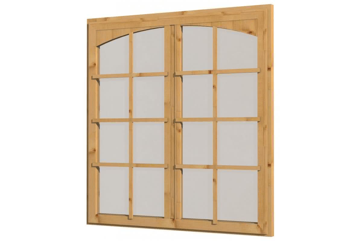 Blockhaus-Fenster Pavillion 133x141 cm, einfachverglast, für 28 mm BB, öffnet nach außen Pavillion | 28 mm