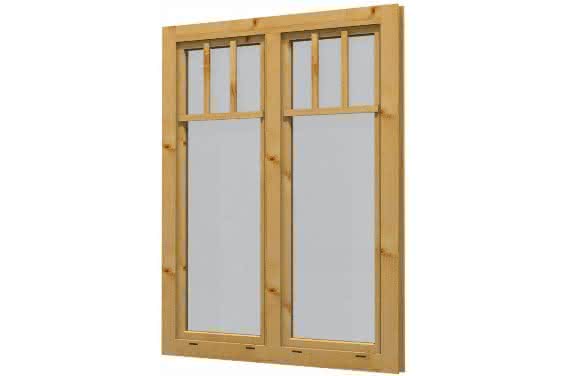 Blockhaus-Fenster F 81 120x155 cm, einfachverglast, Dreh-Doppelflügel, für 28 mm BB, öffnet nach innen F81 | 28 mm