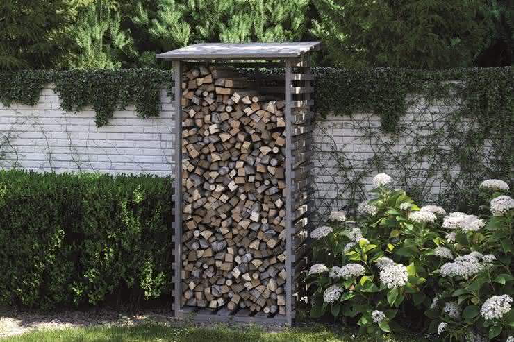 Kaminholz-Regal Odenwald Nadelholz Farbe Granit 100x100x201/189 cm 100x100x201 cm