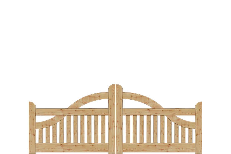 Gartentor Ammerland geschwungen 300x120/90cm Doppeltor Lärche naturbelassen Doppeltor 3,00 m | Lärche natur