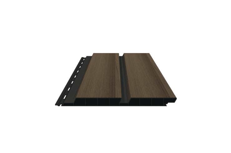 PVC-Fassaden-Doppelprofil mit Schattenfuge, foliert, 17x200x6000 mm anteak Anteak