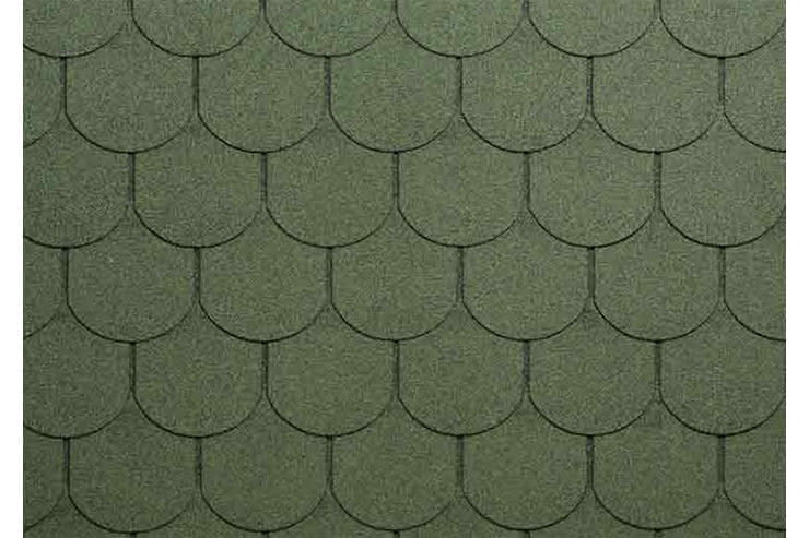 Bitumen-Dachschindeln, Biberschwanz, grün Grün