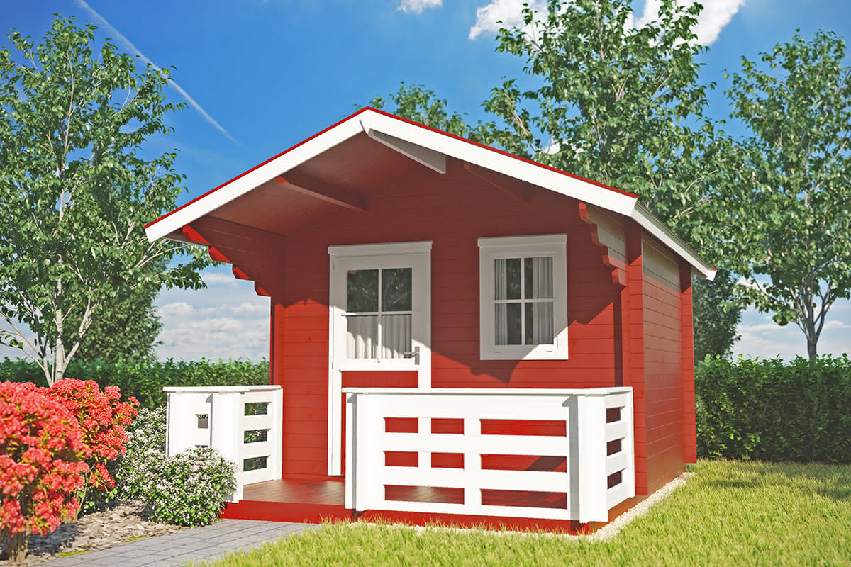 Gartenhaus mit Vordach 308 x 248 cm | 28 mm