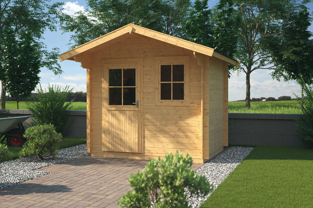 Gartenhaus mit Vordach 248 x 218 cm | 45 mm