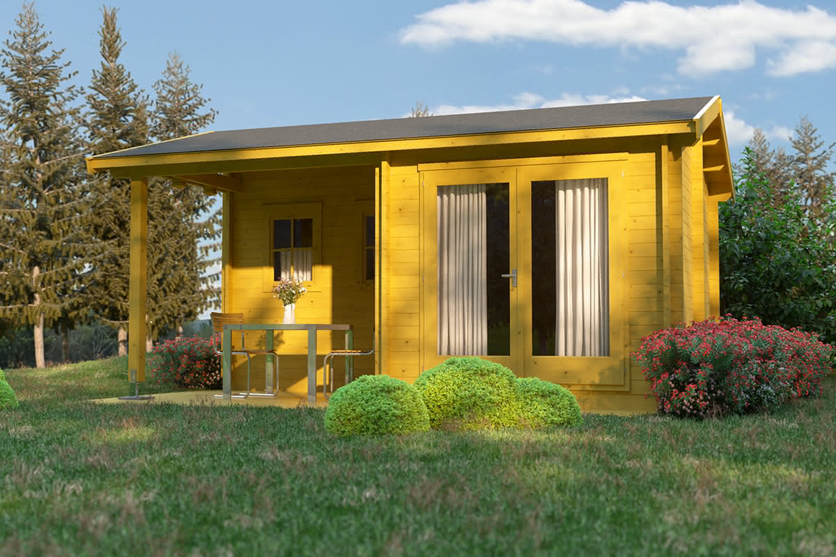 Gartenhaus mit überdachtem Freisitz