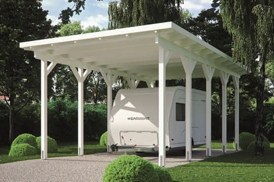 Joda® Caravan-Carport Brühl, 522x879 cm, mit EPDM-Foliendach, Kiefer kesseldruckimprägniert Kiefer KDI