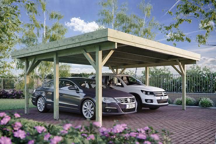 Doppel-Carport Bayreuth 1, 604 x 510 cm Kiefer kesseldruckimprägniert