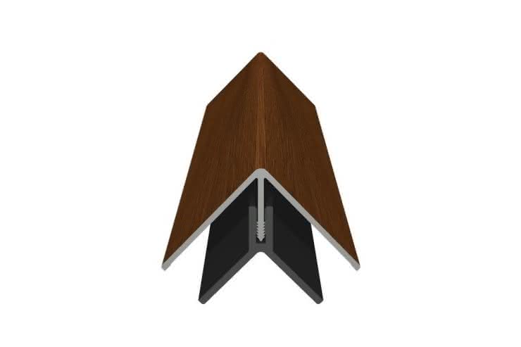 Eck-Profil zweiteilig für PVC-Fassade, foliert, 50x50x6000 mm honey oak honey oak