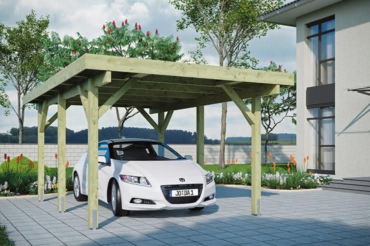 Einzelcarport Bergheim 340 x 510 cm KDI mit Stahltrapez