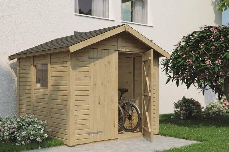 Gartenhaus mit Schleppdach 230 x 186 cm | Fichte natur