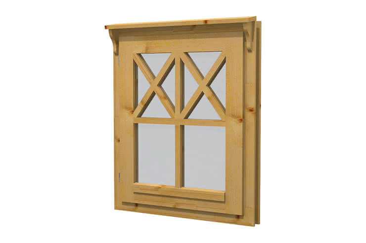 Gartenhaus-Fenster Schwedenhaus-Einzelfenster, 77 x 93 cm, einfachverglast, Dreh, für 28 mm BB, öffnet nach außen Schwedenhaus-Einzel | 28 mm