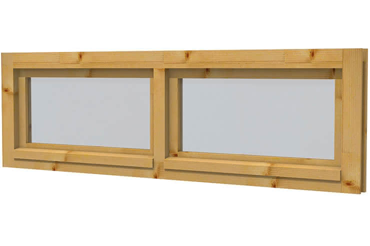 Gartenhaus-Fenster Trondheim, 188 x 50 cm, einfachverglast, Kipp-Doppelflügel, für 28 mm BB, öffnet nach innen Trondheim | 28 mm