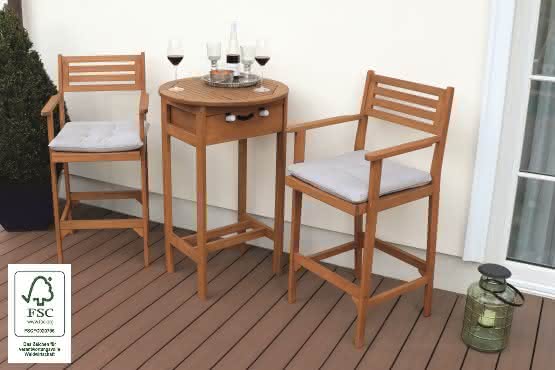 Bar-Garnitur Albany aus Eukalyptus, FSC-zertifiziert (FSC 100%) 
