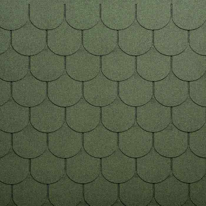 Bitumen-Dachschindeln, Biberschwanz, grün Grün