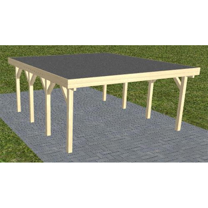 Holzblenden-Carport Burg KF Master, 505x556 cm, mit Foliendach, Fichte KVH naturbelassen Kurz (556 cm) | Foliendach | Fichte KVH natur