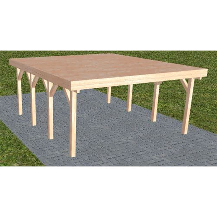 Holzblenden-Carport Burg KG Natur, 505x556 cm, vorbereitet für Grünbedachung, Lärche naturbelassen Kurz (556 cm) | vorbereitet für Gründach | Lärche natur