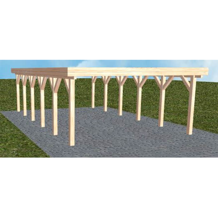 Holzblenden-Carport Burg LO Natur, 505x879 cm, ohne Bedachung, Lärche naturbelassen Lang (879 cm) | ohne Bedachung | Lärche natur