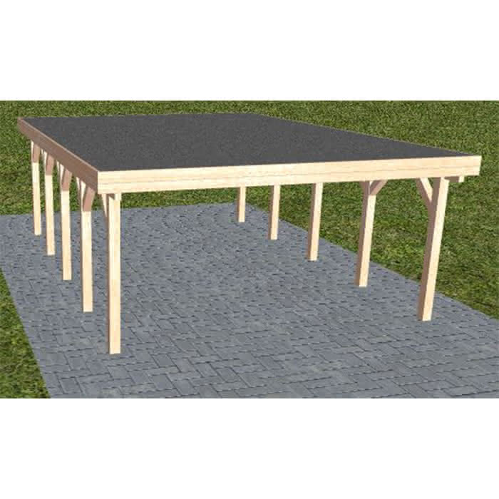 Holzblenden-Carport Burg MF Natur, 505x717 cm, mit Foliendach, Lärche naturbelassen Mittel (717 cm) | Foliendach | Lärche natur