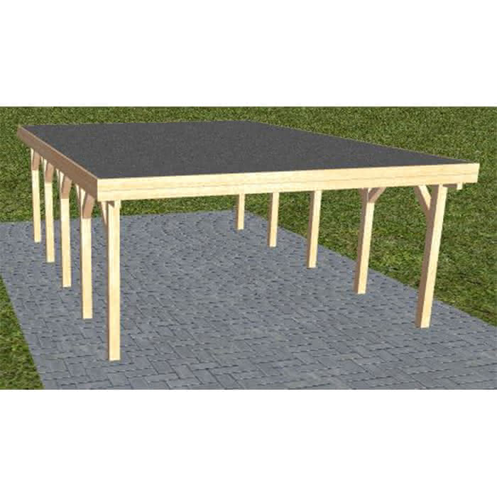Holzblenden-Carport Burg MF Perfect, 505x717 cm, mit Foliendach, Fichte Leimholz naturbelassen Mittel (717 cm) | Foliendach | Fichte Leimholz natur