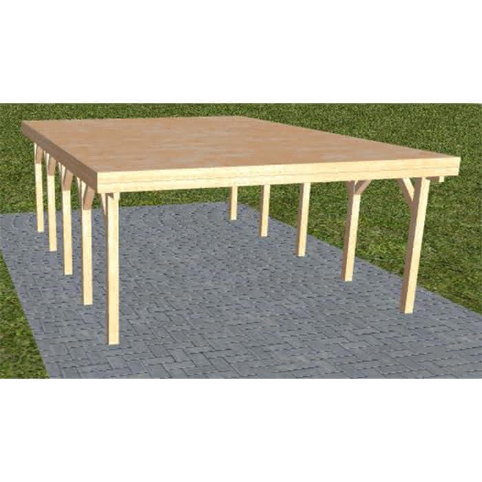 Holzblenden-Carport Burg MG Perfect, 505x717 cm, vorbereitet für Grünbedachung, Fichte Leimholz naturbelassen Mittel (717 cm) | vorbereitet für Gründach | Fichte Leimholz natur