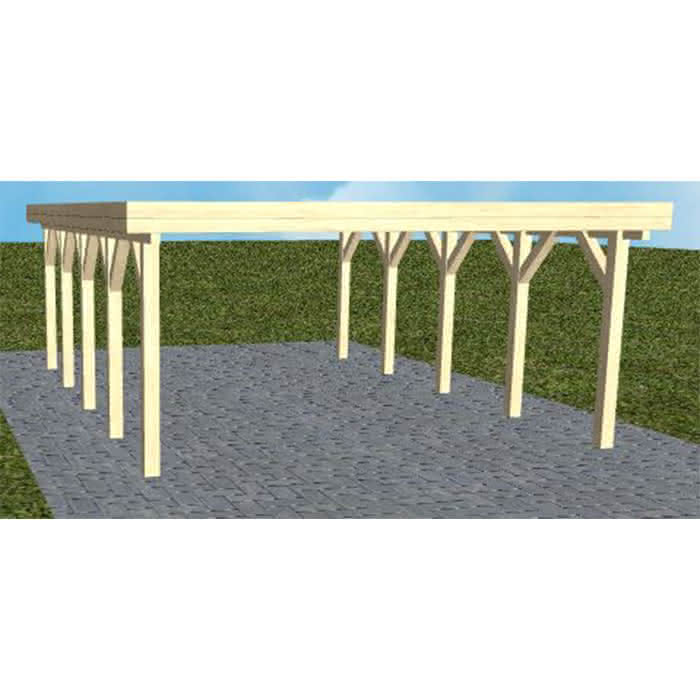 Holzblenden-Carport Burg MO Master, 505x717 cm, ohne Bedachung, Fichte KVH naturbelassen Mittel (717 cm) | ohne Bedachung | Fichte KVH natur