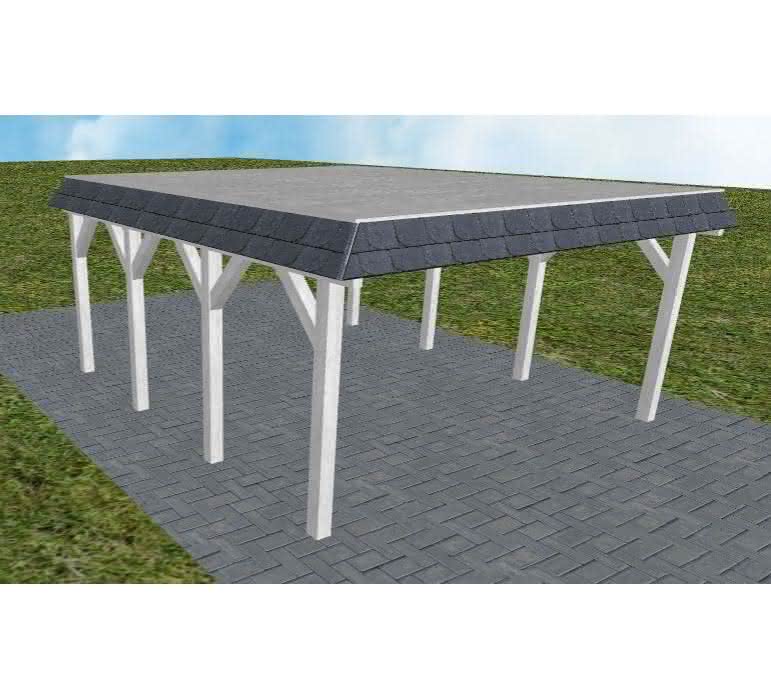 Glücksburg KG select 505x556 cm Kurz (556 cm) | vorbereitet für Gründach | Fichte Leimholz weiß