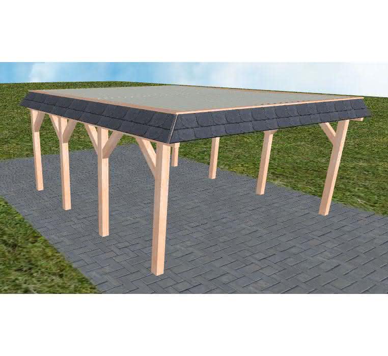 Glücksburg KT natur 505x556 cm Kurz (556 cm) | Trapez-Profil, tropfhemmend | Lärche natur