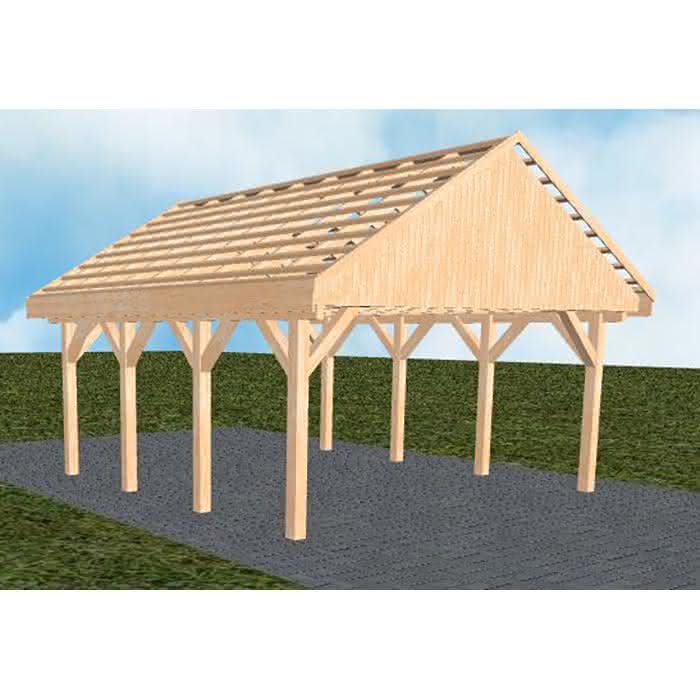 Minden KO perfect 505x573 cm Kurz (573 cm) | ohne Pfannen u. Entwässerung | Fichte Leimholz natur