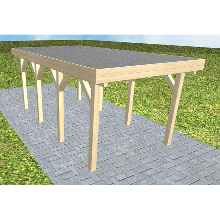 Einzelcarport Bergen KF Master, 305x556 cm, mit Foliendach, Fichte KVH naturbelassen Kurz (556 cm) | Foliendach | Fichte KVH natur