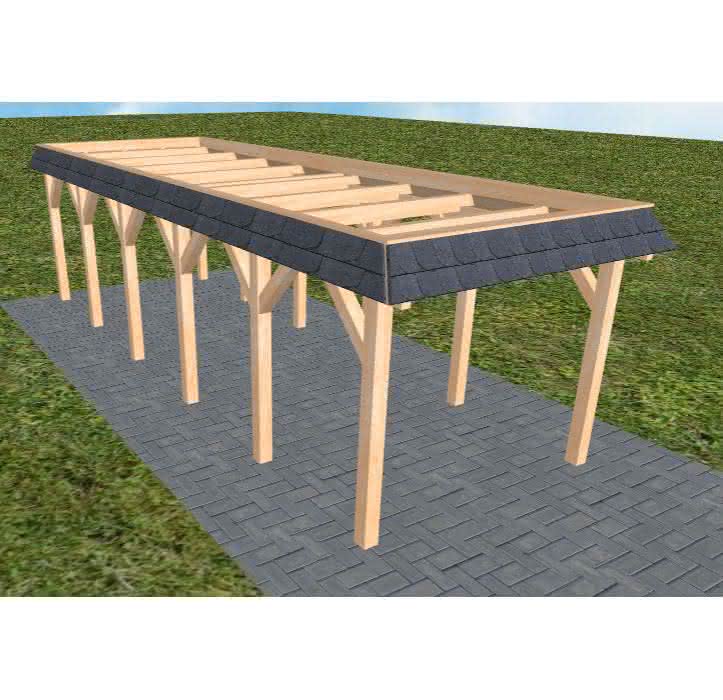 Gettorf LO perfect 305x879 cm Lang (879 cm) | ohne Bedachung | Fichte Leimholz natur