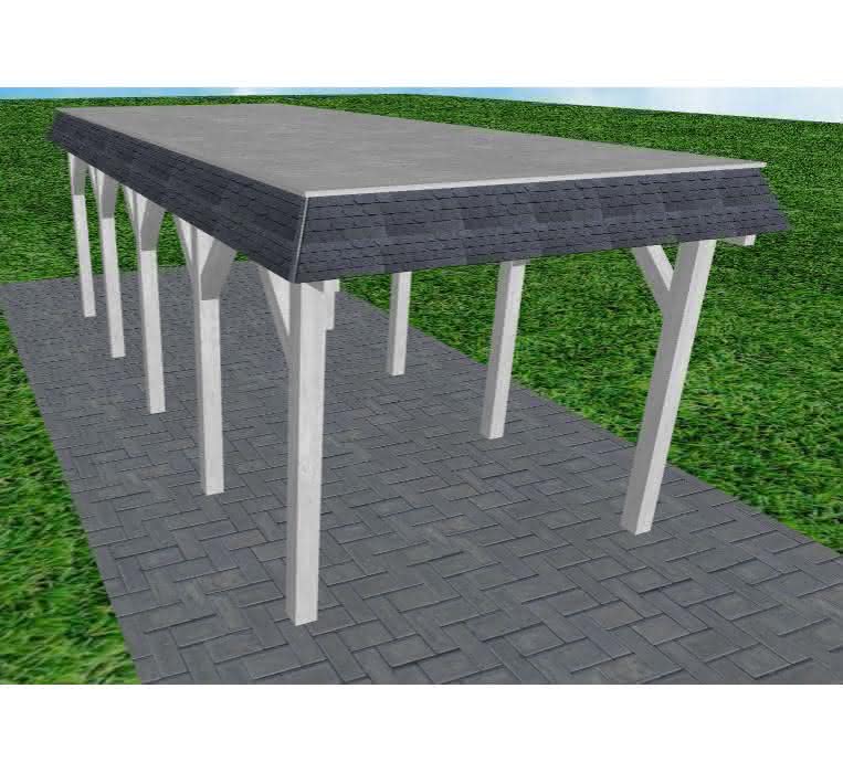 Gettorf MG select 305x717 cm Mittel (717 cm) | vorbereitet für Gründach | Fichte Leimholz weiß