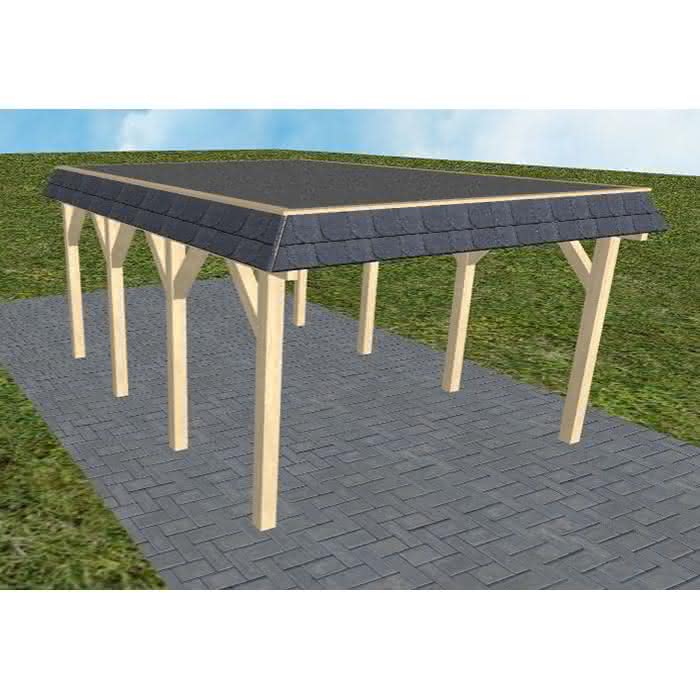 Glinde KF master 405x556 cm Kurz (556 cm) | Foliendach | Fichte KVH natur