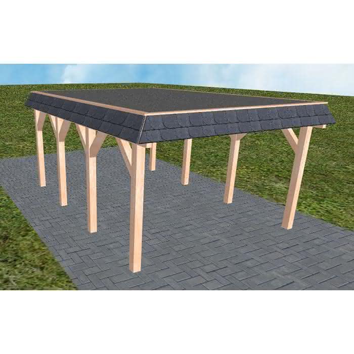 Glinde KF natur 405x556 cm Kurz (556 cm) | Foliendach | Lärche natur