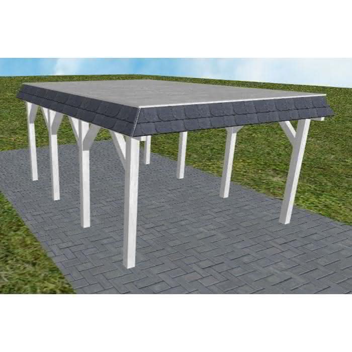 Glinde KG select 405x556 cm Kurz (556 cm) | vorbereitet für Gründach | Fichte Leimholz weiß