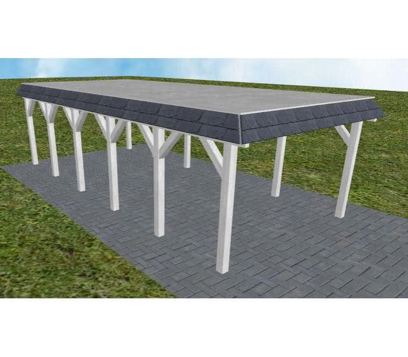 Glinde LG select 405x879 cm Lang (879 cm) | vorbereitet für Gründach | Fichte Leimholz weiß