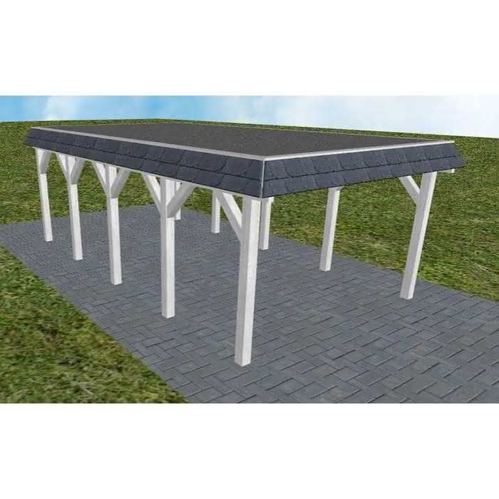 Glinde MF select 405x717 cm Mittel (717 cm) | Foliendach | Fichte Leimholz weiß