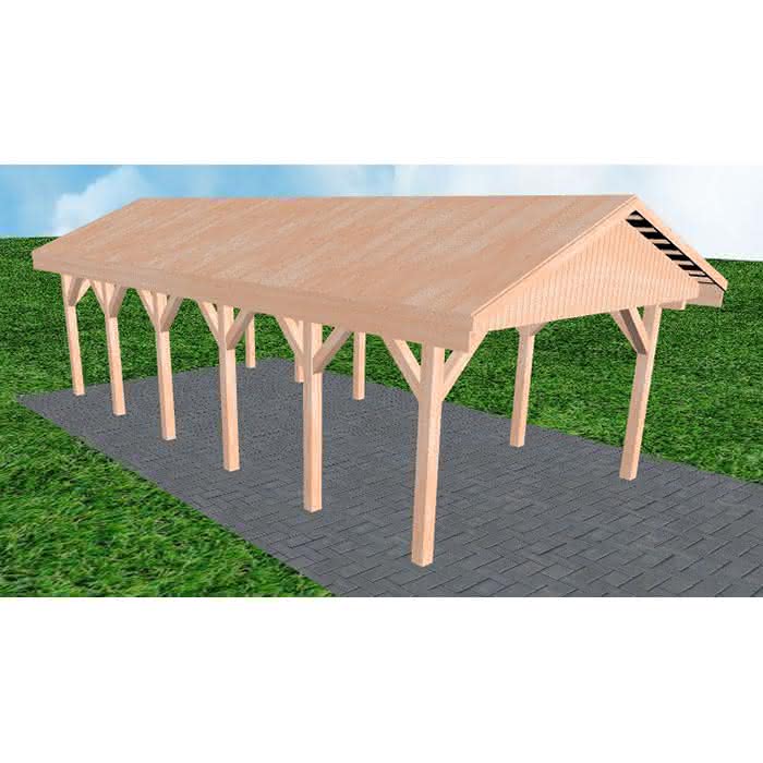 Joda® Satteldach-Carport Wismar LG, 405x903 cm, vorbereitet für Grünbedachung, Lärche naturbelassen Lang (903 cm) | Grünbedachung/Basis | Lärche natur