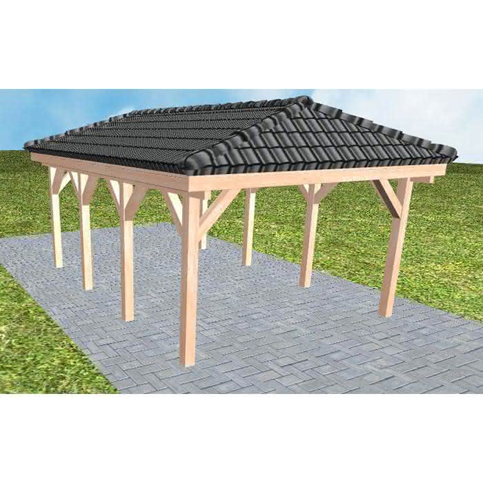 Carport Massivholz Kurz (573 cm) | komplett | Lärche natur