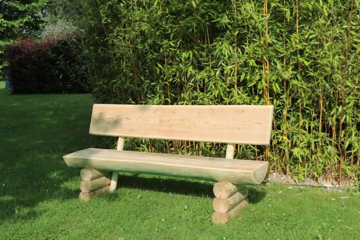 Rustika Holzbank mit Lehne 150 cm KDI grün Holzbank mit Lehne 150 cm | KDI grün