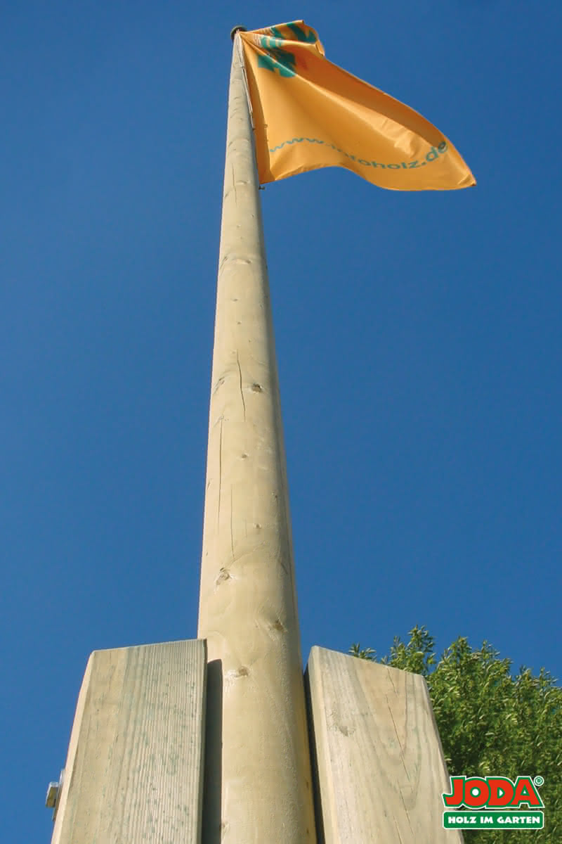 Fahnenmast mit Knauf, Leine, Leinenhalter.
