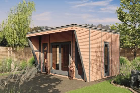 Gartenhaus Linz 43/32 Lärche natur 426 x 324 cm