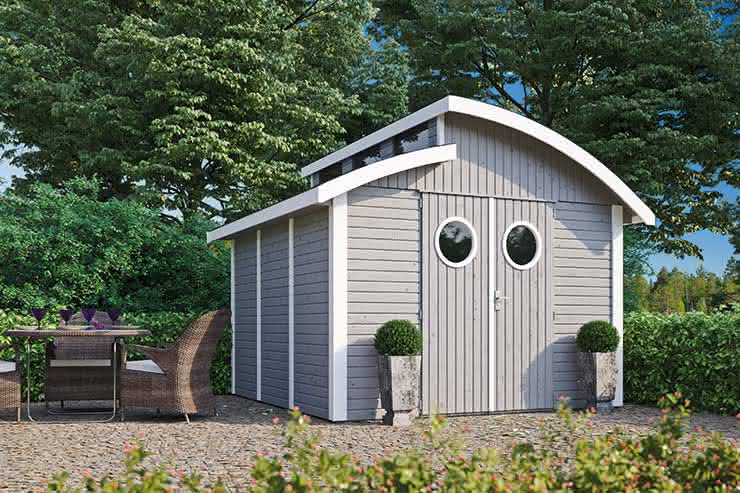 Design Gartenhaus 300 x 204 cm | Hellgrau/Weiß