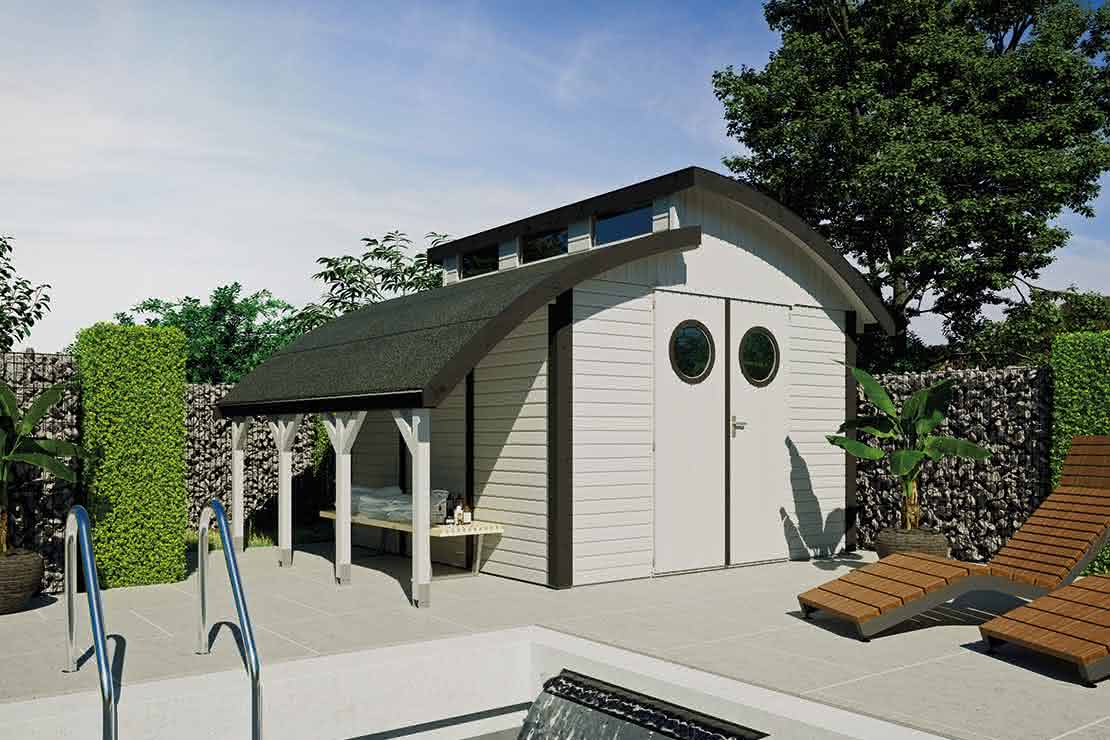 Design Gartenhaus 300 x 304 cm | Weiß/Anthrazit