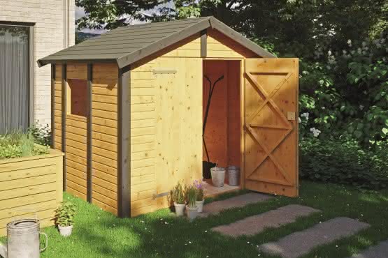 Gartenhaus mit Schleppdach 303 x 223 cm | Eiche/Anthrazit