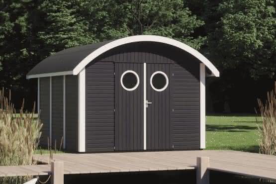 Gartenhaus mit gebogenem Dach 300 x 204 cm | Anthrazit/Weiß