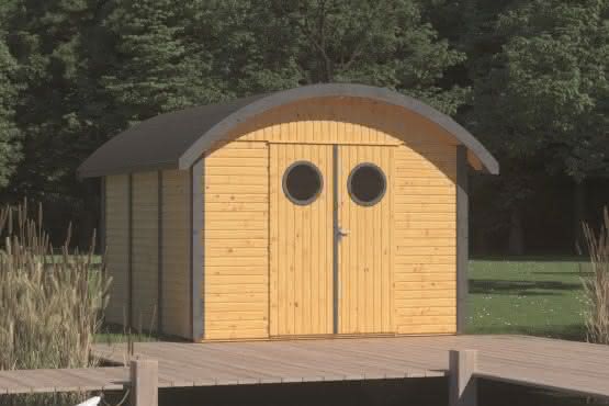Gartenhaus mit gebogenem Dach 300 x 304 cm | Eiche/Anthrazit